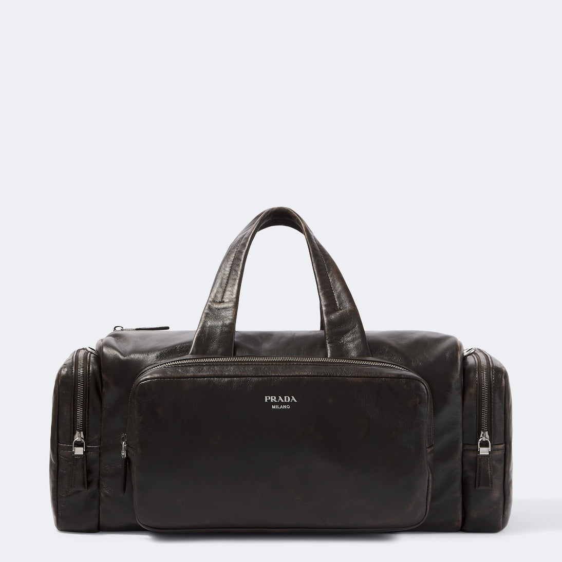 Prada - Distressed leather duffel bag