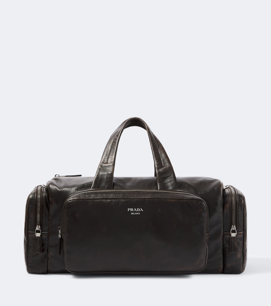 Prada - Distressed leather duffel bag