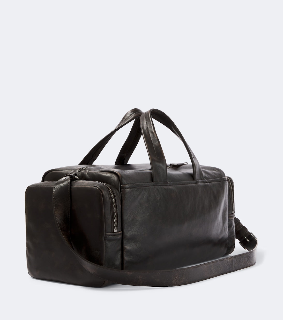 Prada - Distressed leather duffel bag