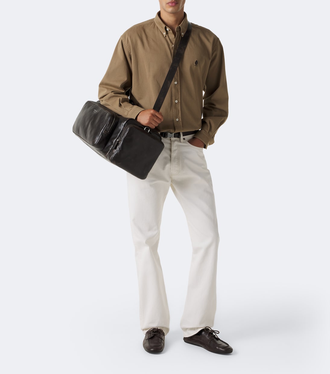 Prada - Distressed leather duffel bag