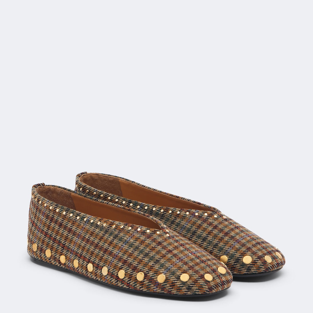 Ganni - Jenny studded plaid ballet flats