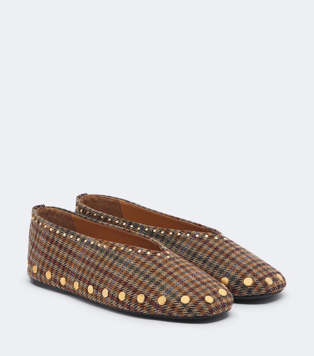 Ganni - Jenny studded plaid ballet flats
