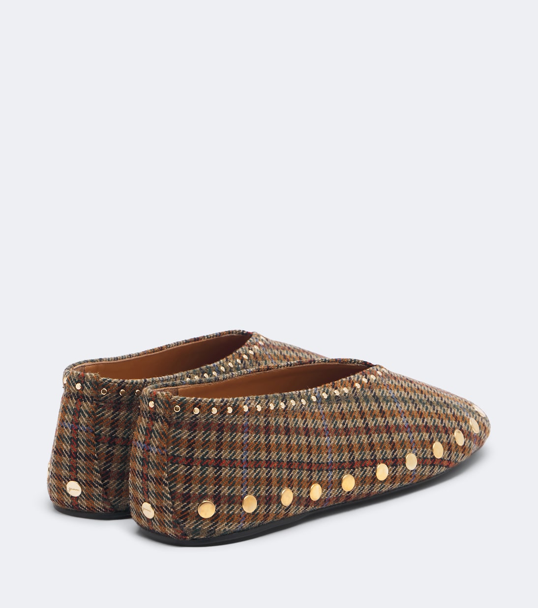 Ganni - Jenny studded plaid ballet flats