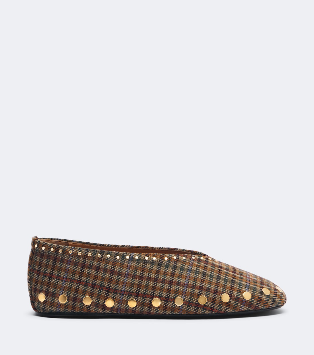Ganni - Jenny studded plaid ballet flats