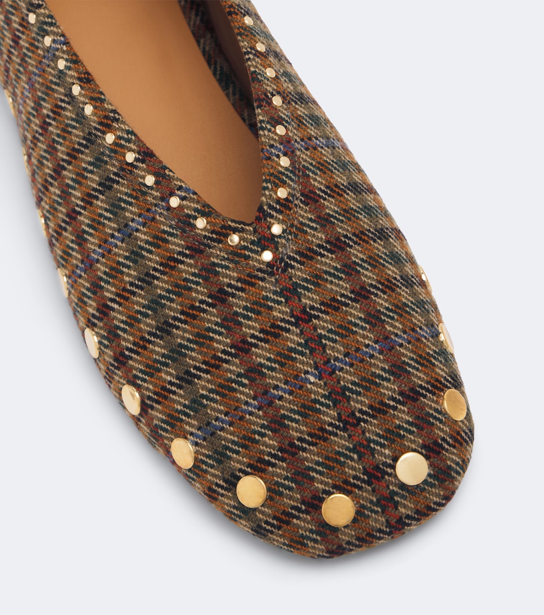 Ganni - Jenny studded plaid ballet flats