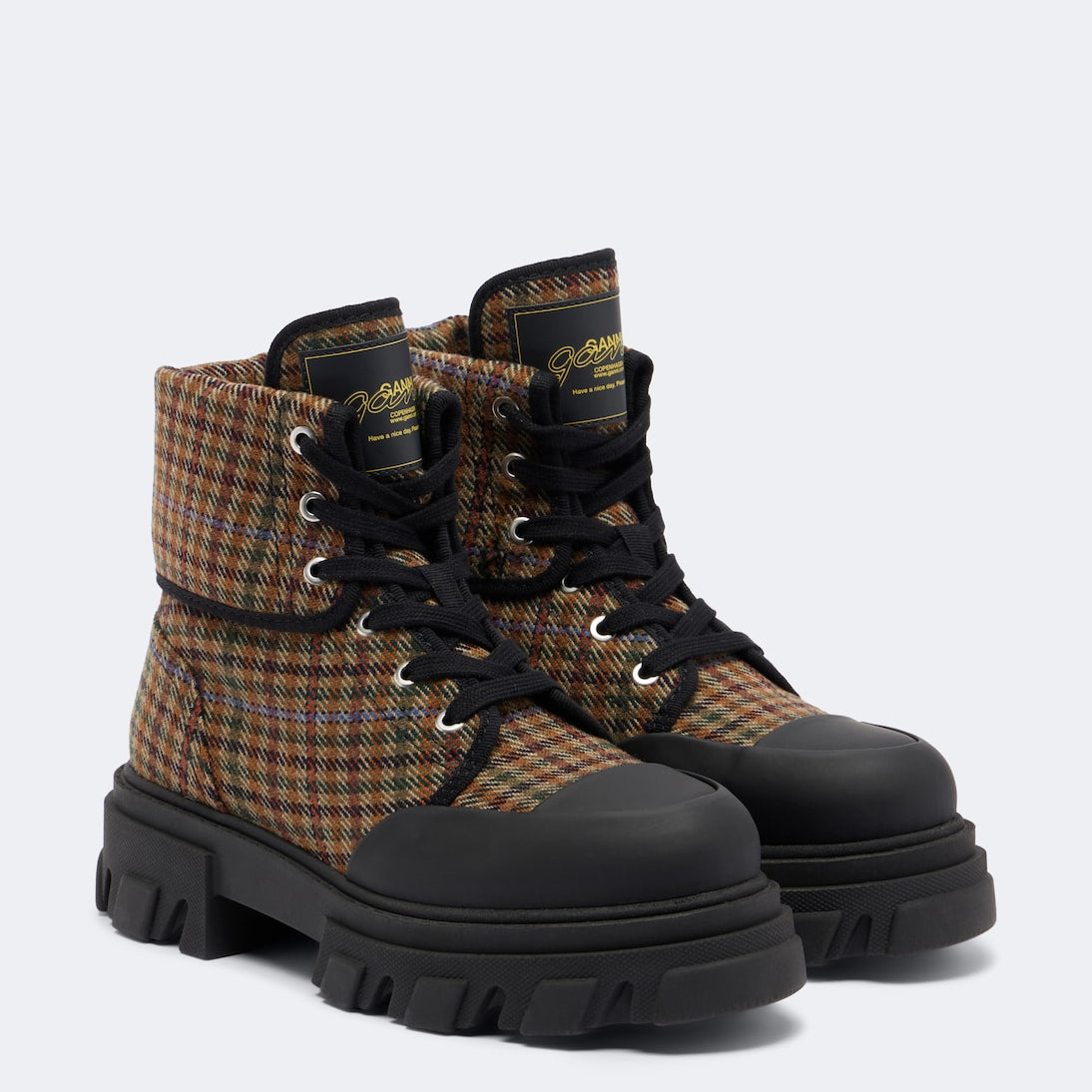 Ganni - Checked combat boots