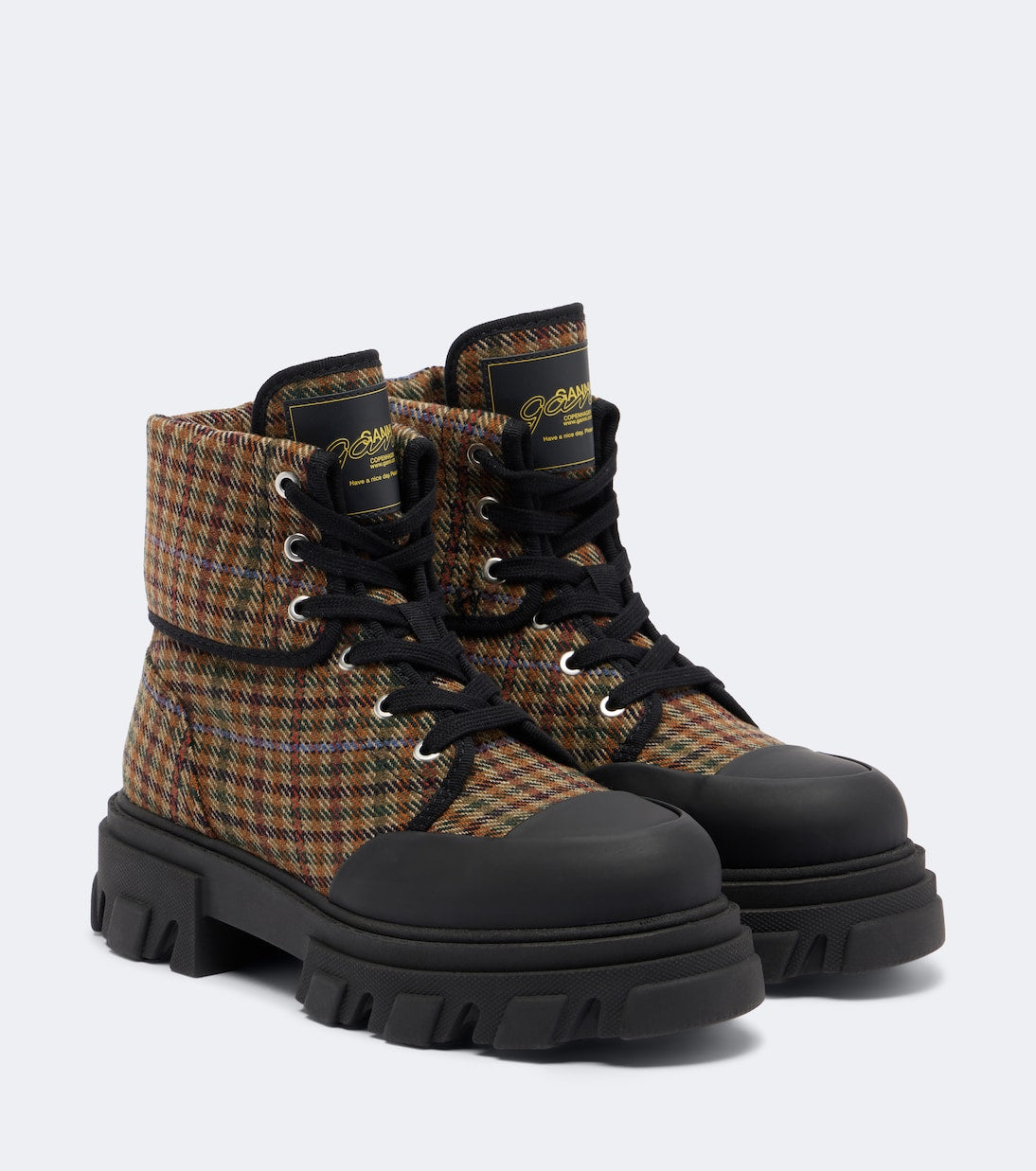Ganni - Checked combat boots