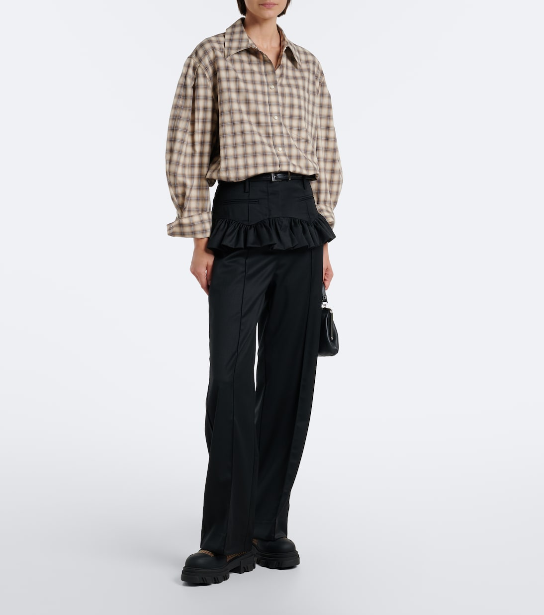 Ganni - Checked combat boots