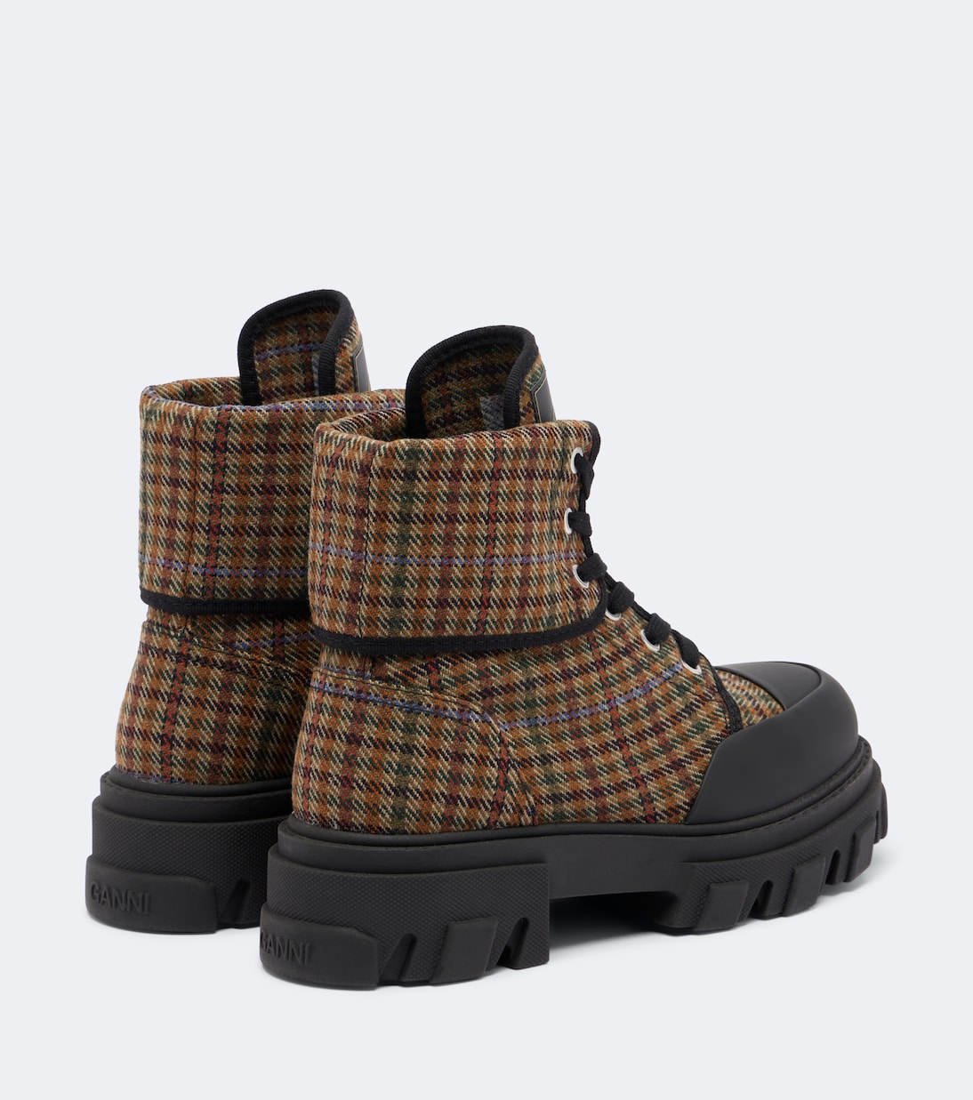 Ganni - Checked combat boots