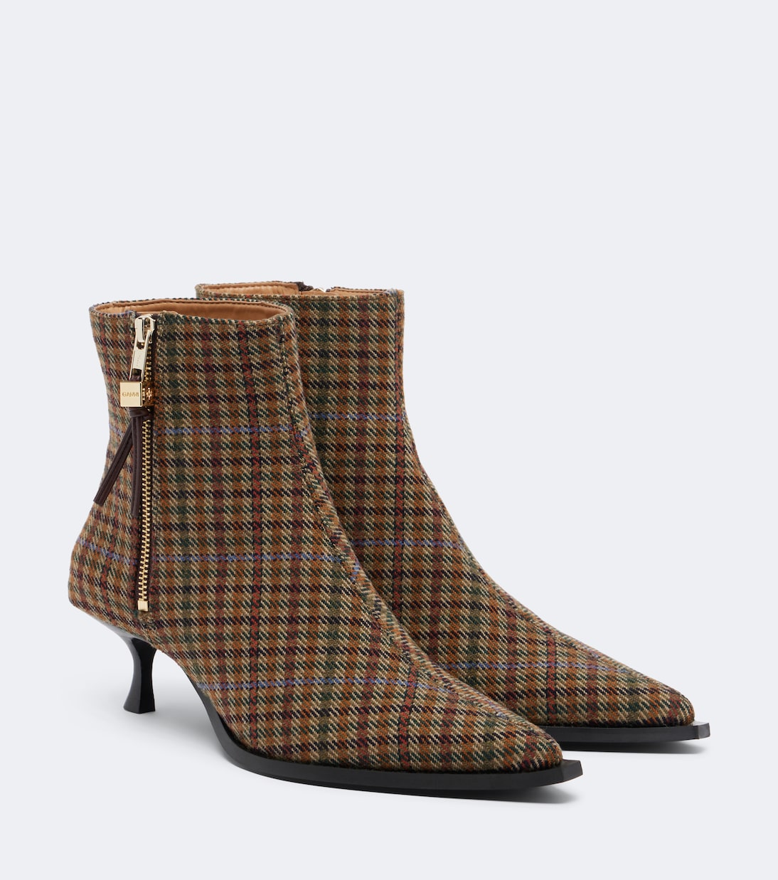 Ganni - Anna checked ankle boots