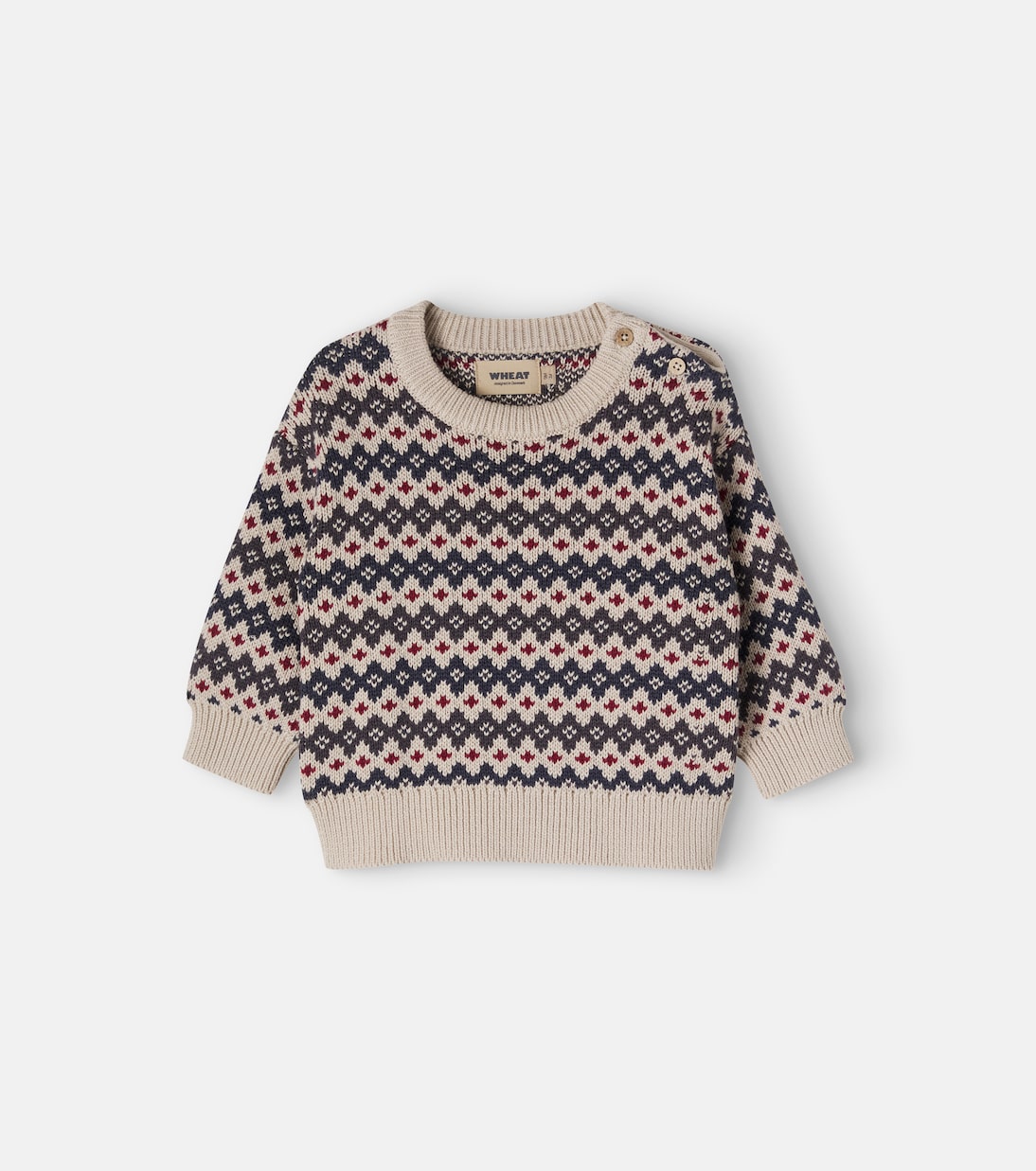 Wheat - Baby Harlow jacquard cotton sweater