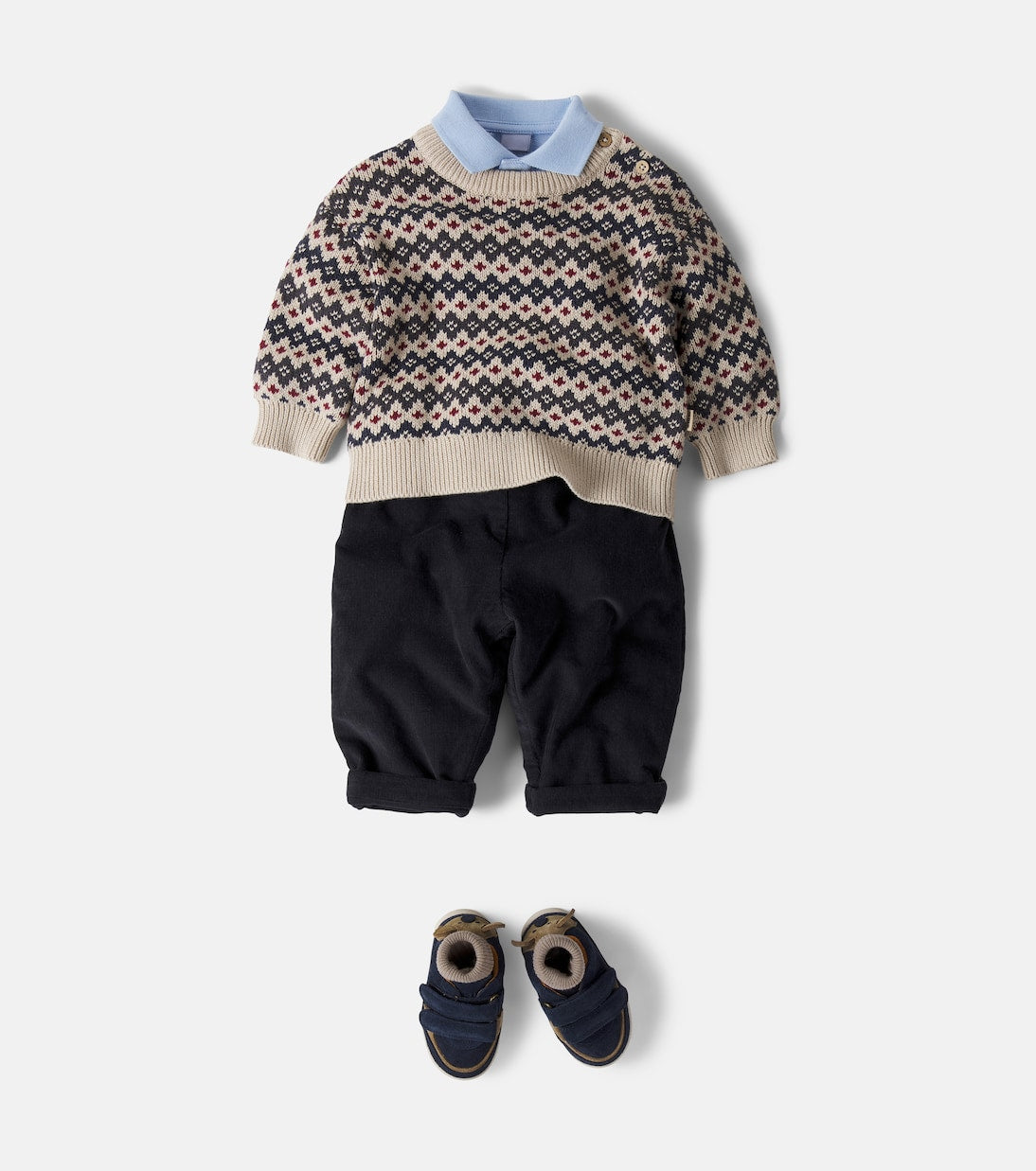 Wheat - Baby Harlow jacquard cotton sweater