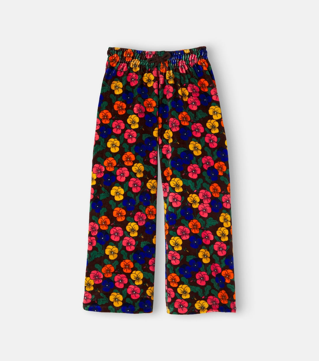 Mini Rodini - Floral cotton velvet wide-leg pants