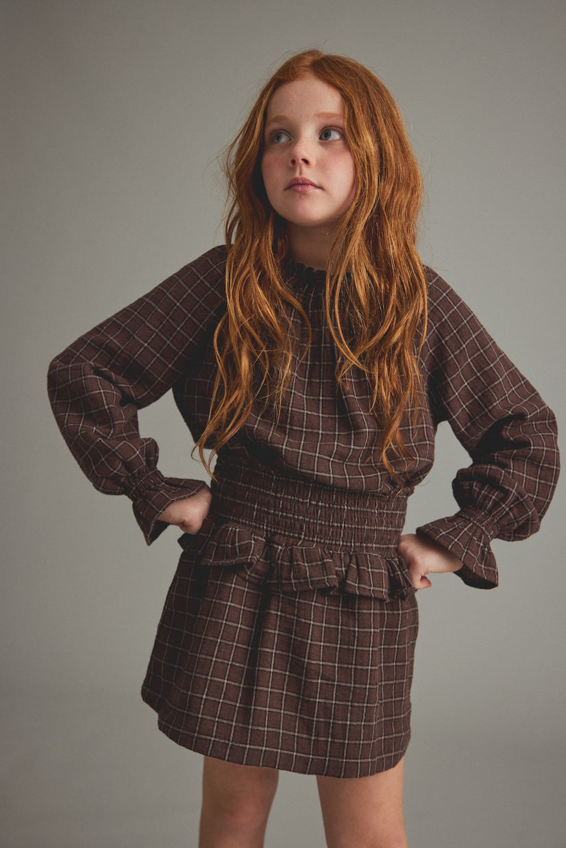 Cozmo - Baia checked cotton flannel skirt
