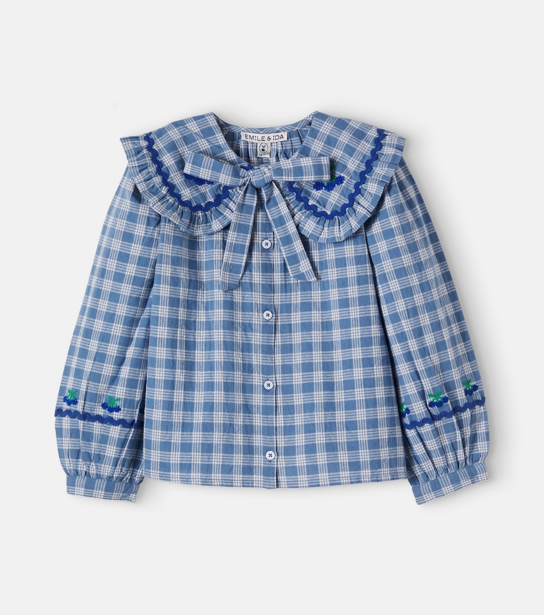 Emile et Ida - Bow-detail checked cotton shirt