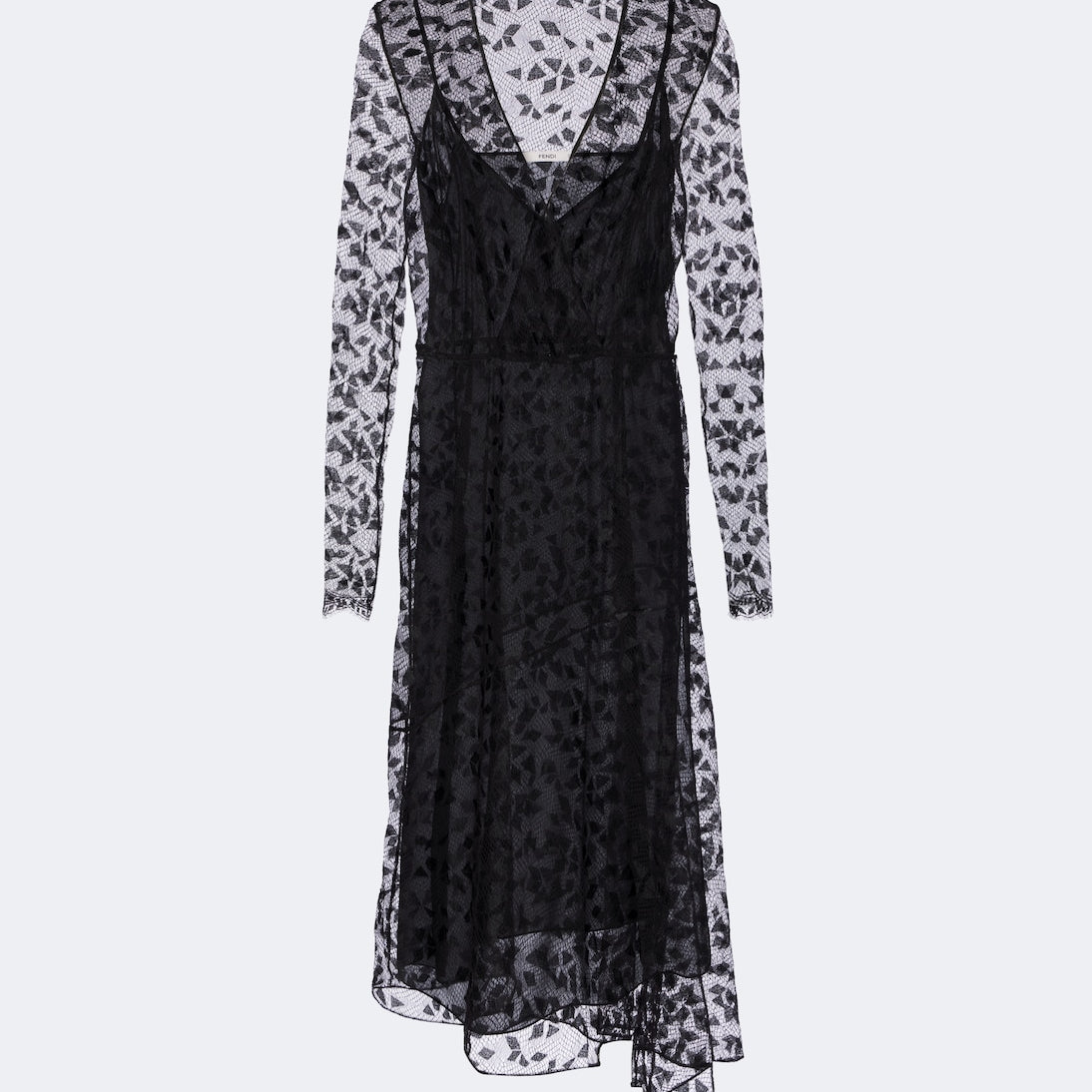 Fendi - Asymmetric lace midi dress