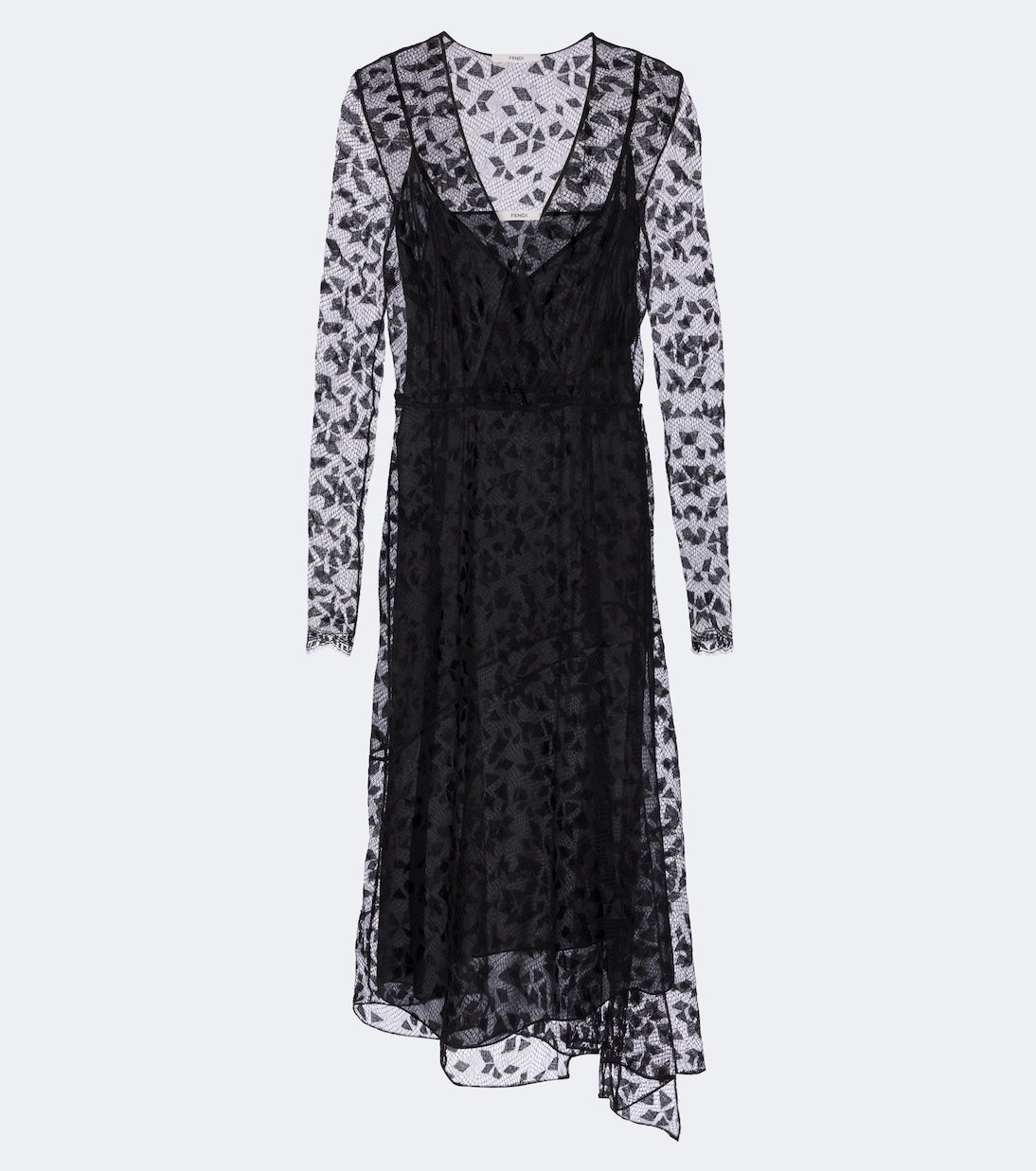 Fendi - Asymmetric lace midi dress