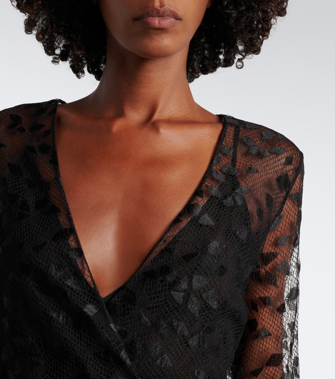 Fendi - Asymmetric lace midi dress