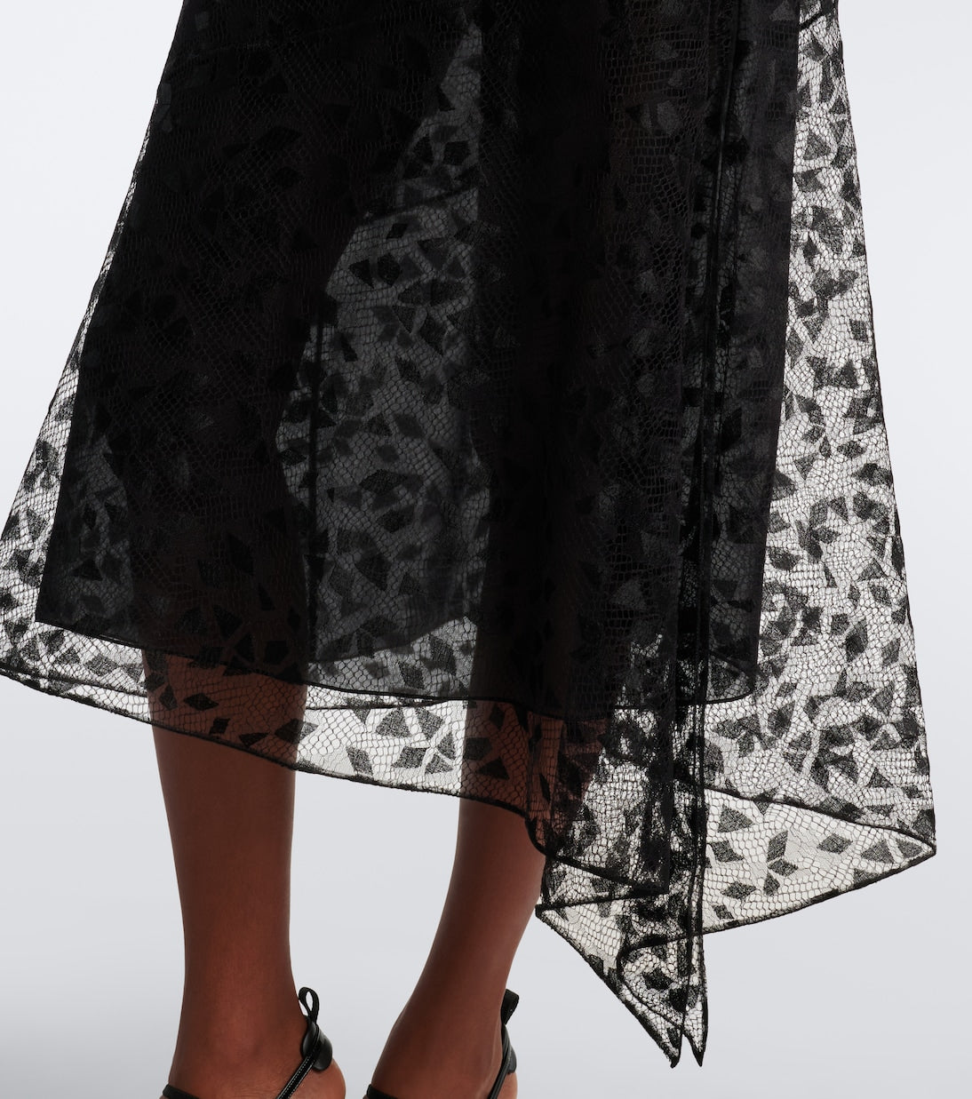 Fendi - Asymmetric lace midi dress