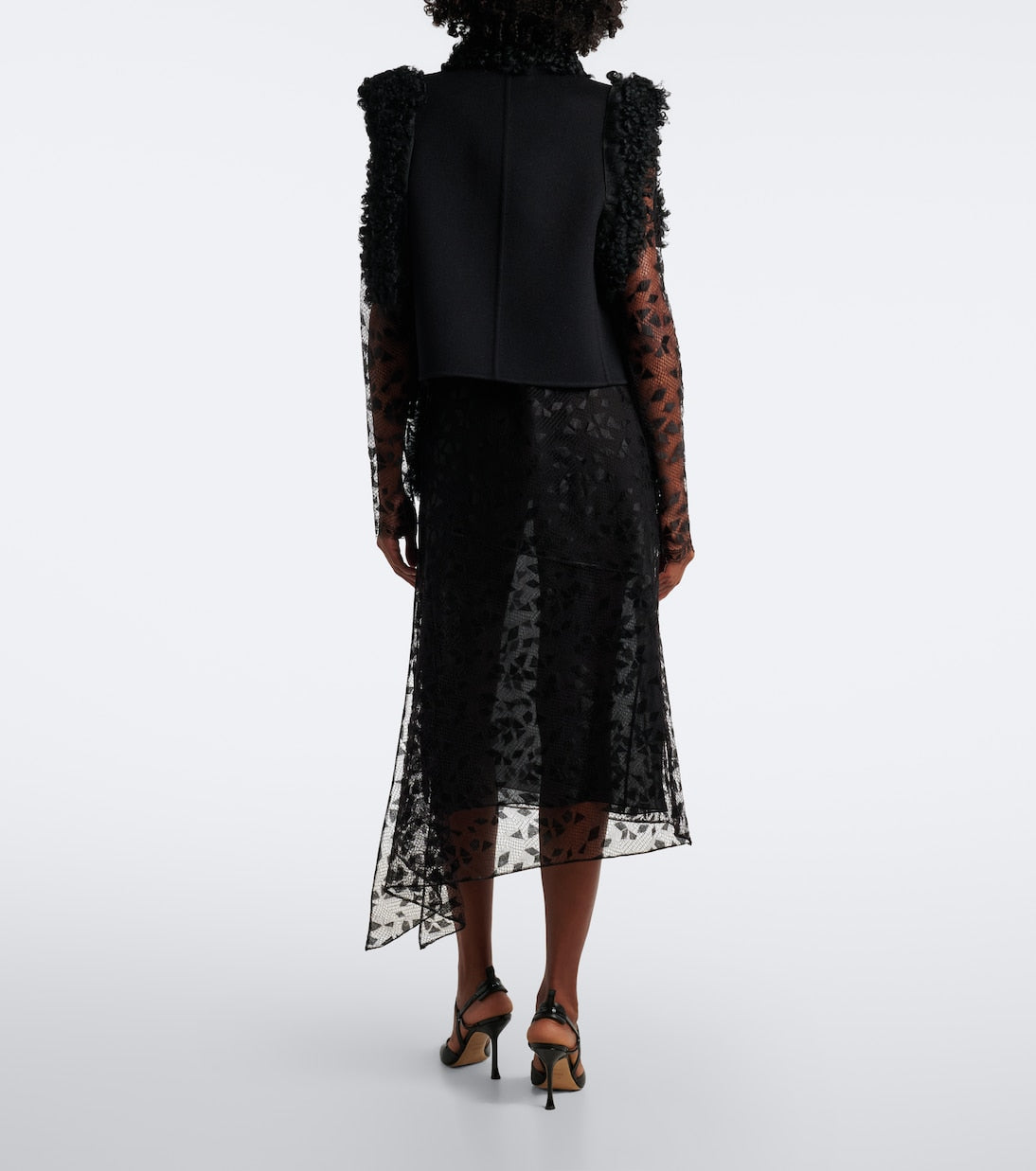 Fendi - Asymmetric lace midi dress
