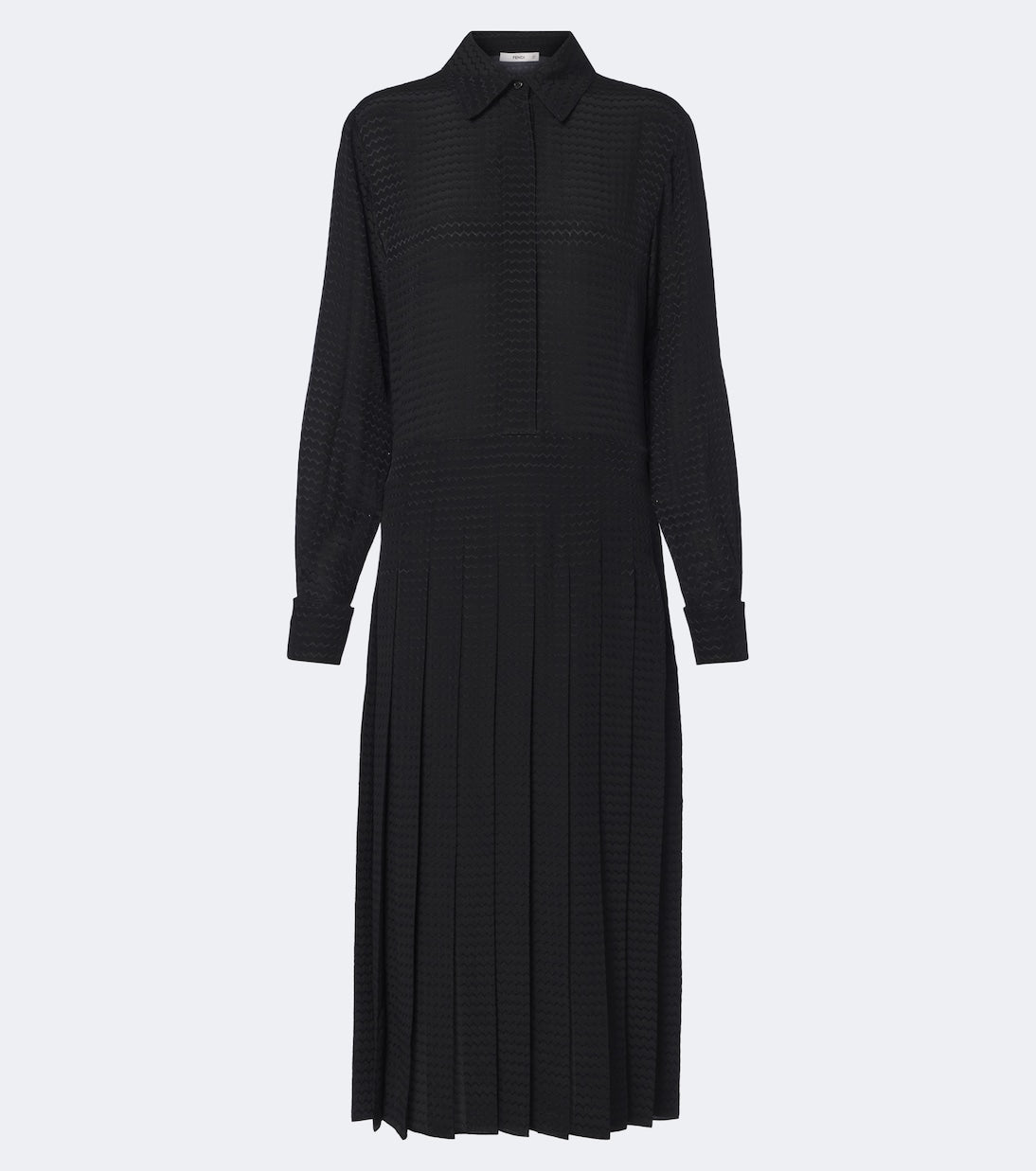 Fendi - Chevron jacquard pleated silk midi dress