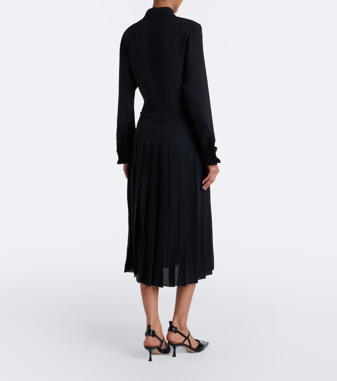Fendi - Chevron jacquard pleated silk midi dress
