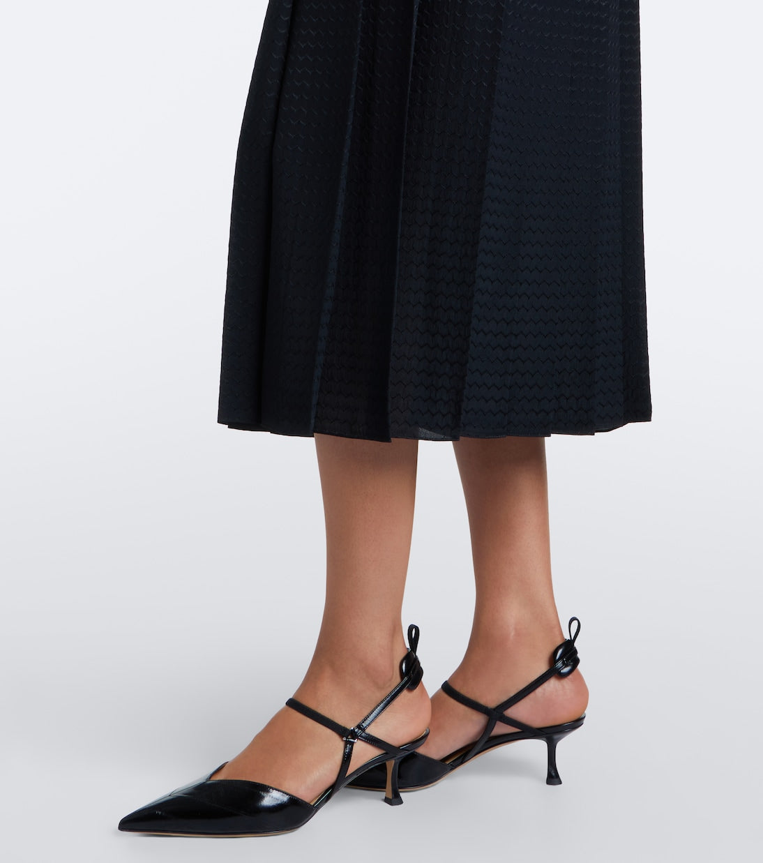Fendi - Chevron jacquard pleated silk midi dress