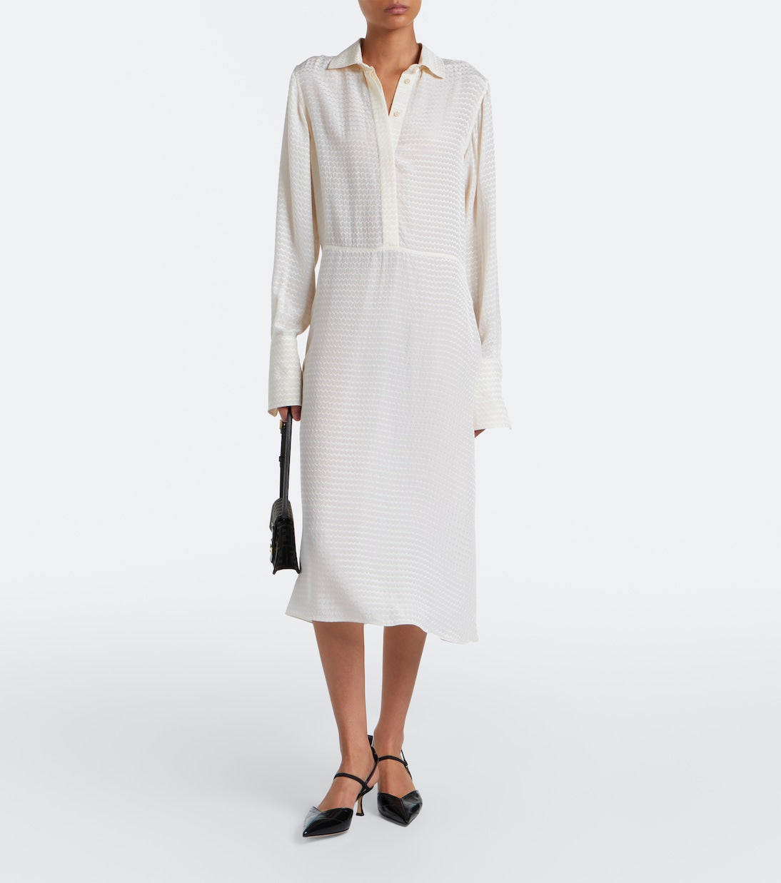 Fendi - Chevron jacquard silk midi dress