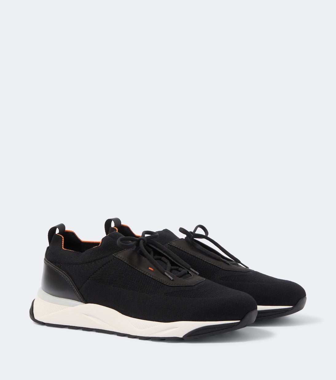 Santoni - Leather-trimmed knitted sneakers