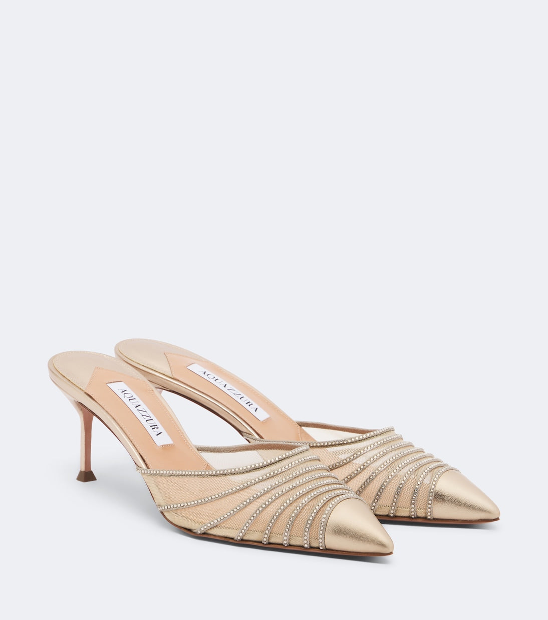 Aquazzura - Dream Girl leather and mesh mules
