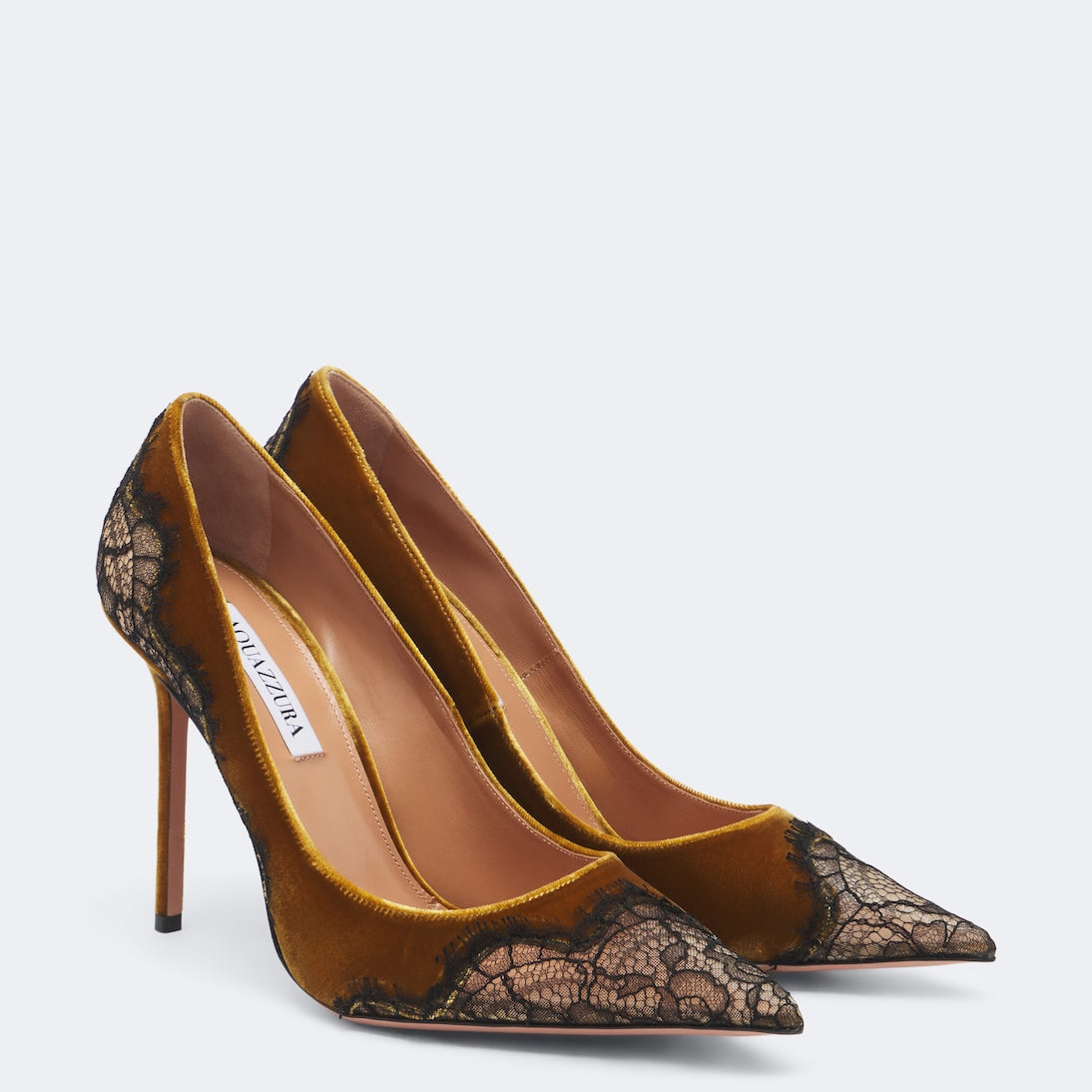 Aquazzura - Meadow lace-trimmed velvet pumps