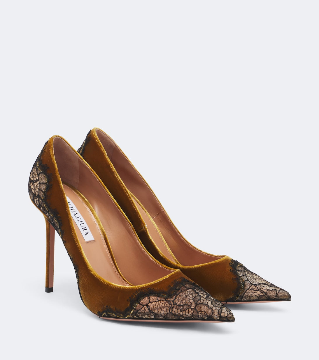 Aquazzura - Meadow lace-trimmed velvet pumps