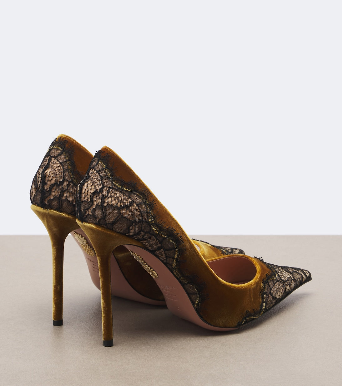 Aquazzura - Meadow lace-trimmed velvet pumps