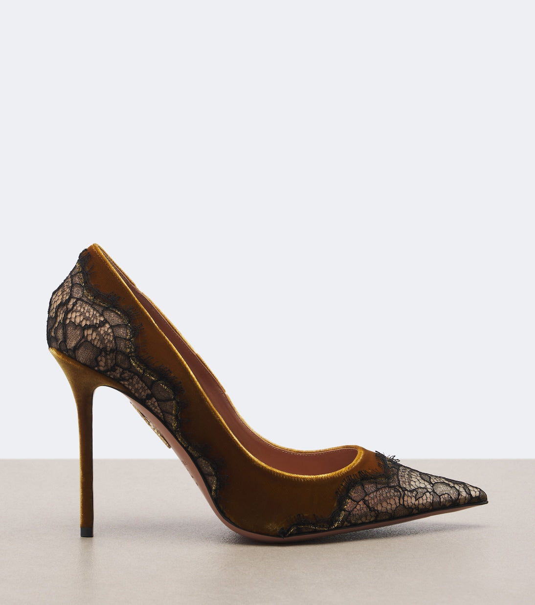 Aquazzura - Meadow lace-trimmed velvet pumps