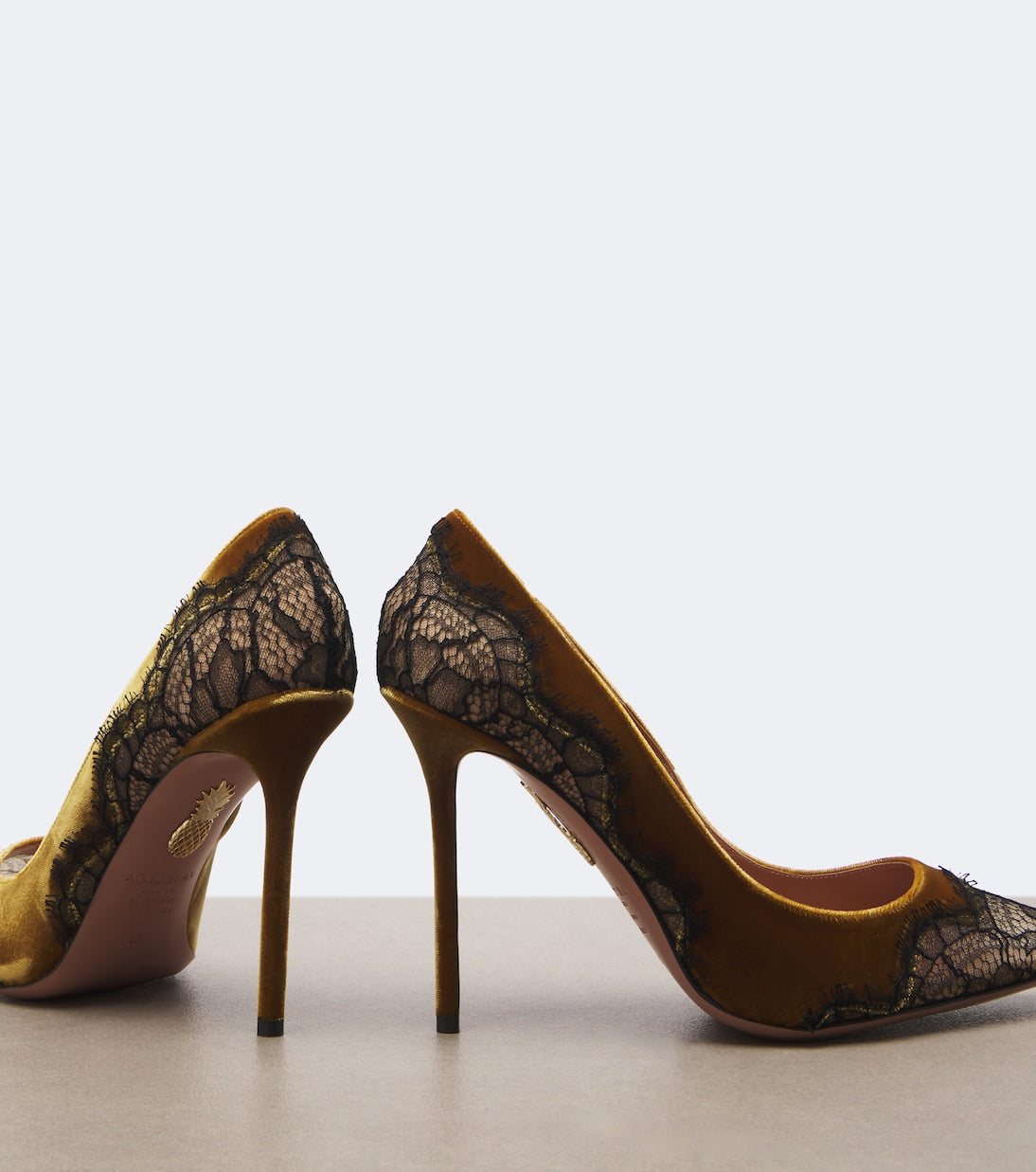 Aquazzura - Meadow lace-trimmed velvet pumps