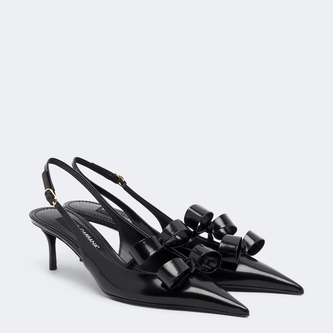 Dolce&Gabbana - Bow-detail leather slingback pumps