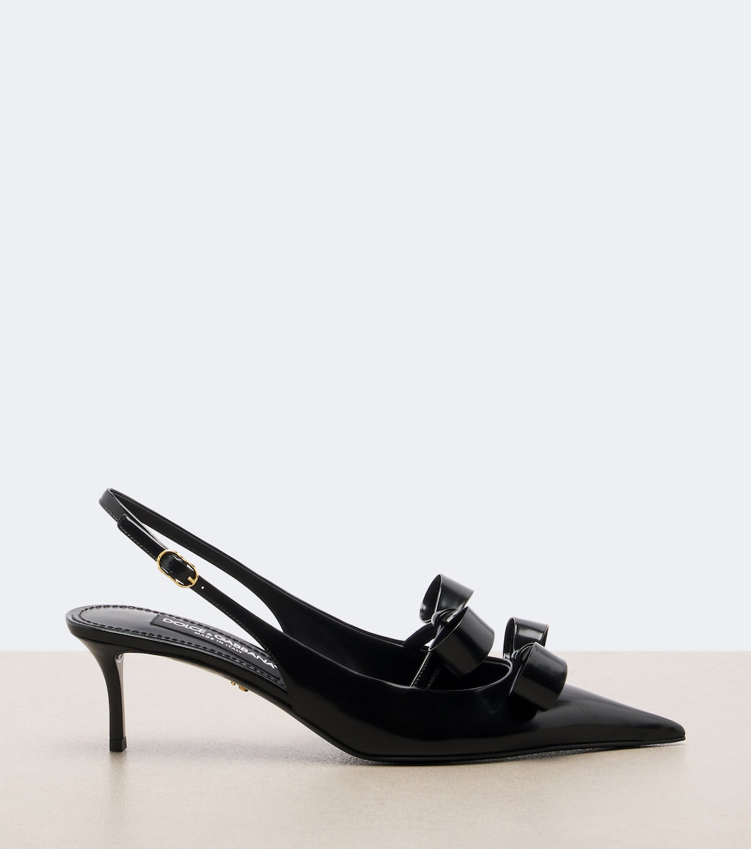 Dolce&Gabbana - Bow-detail leather slingback pumps