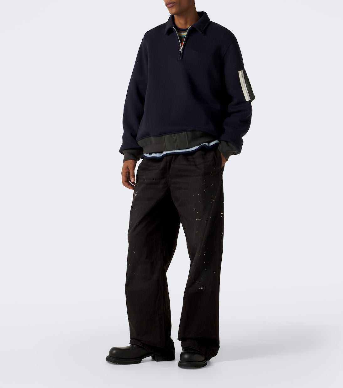 Sacai - Cotton-blend polo sweatshirt
