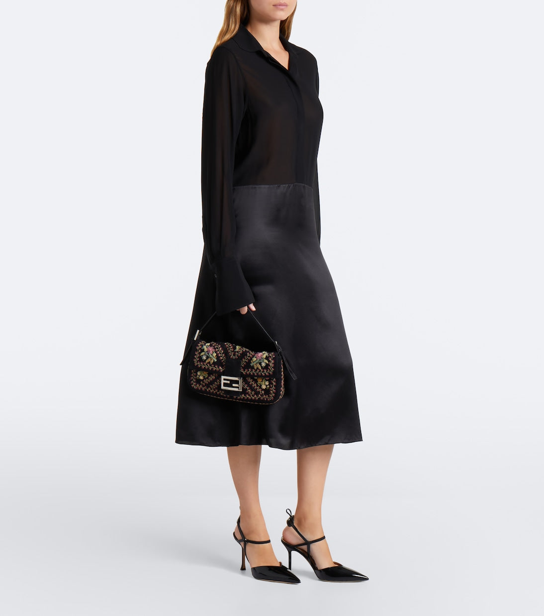 Fendi - Baguette® 26424 floral suede shoulder bag