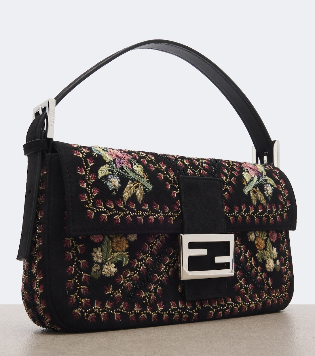 Fendi - Baguette® 26424 floral suede shoulder bag