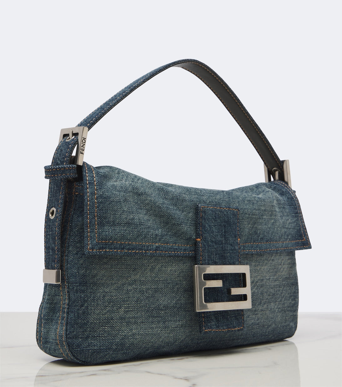Fendi - Baguette® 26424 Small denim shoulder bag