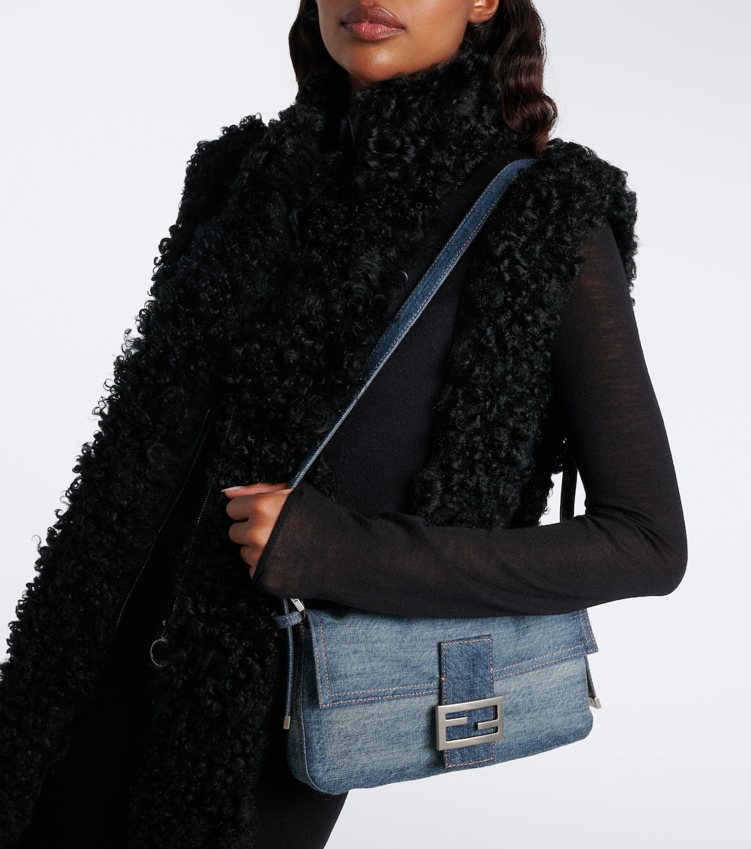 Fendi - Baguette® 26424 Small denim shoulder bag