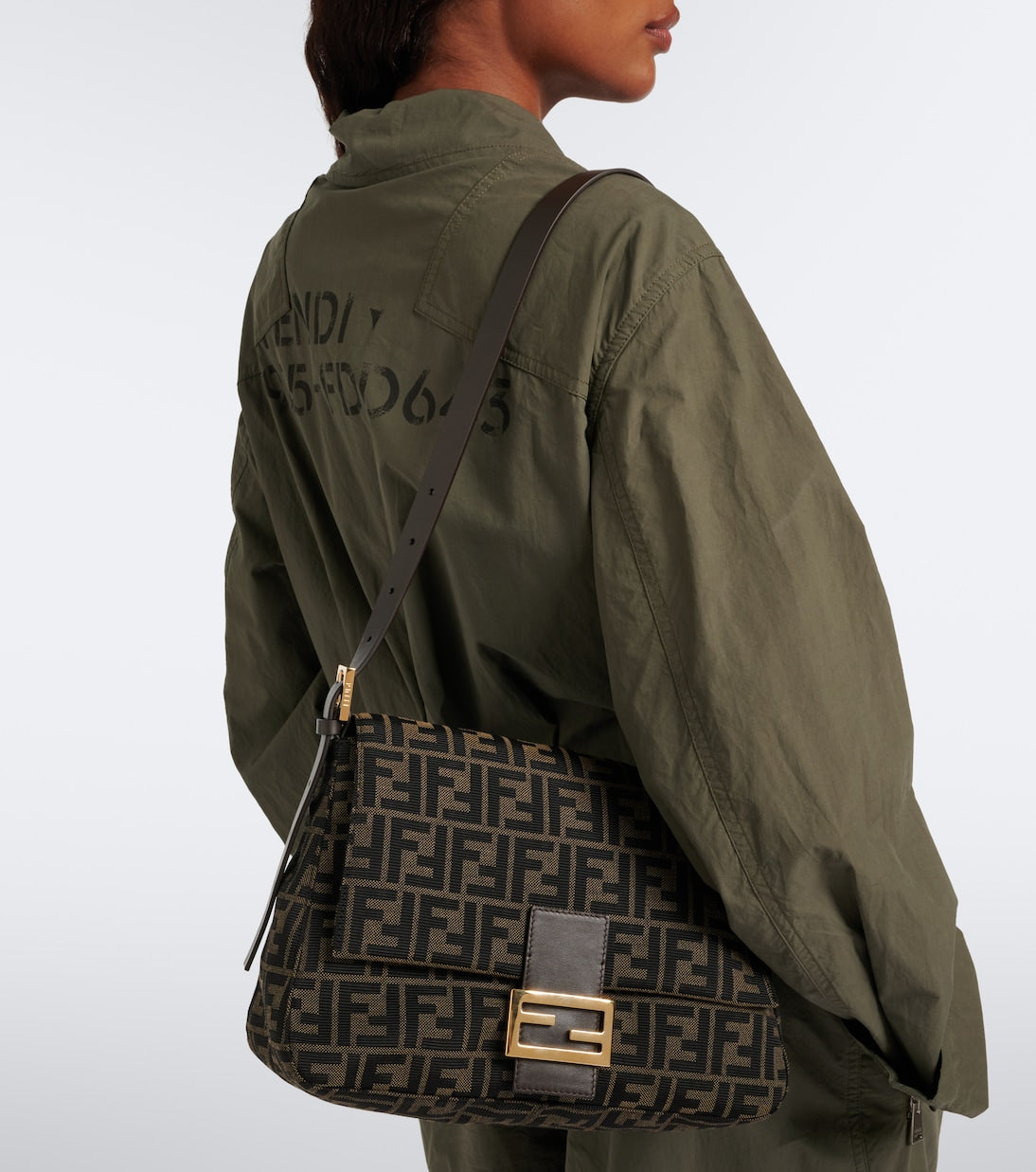 Fendi - Baguette® Flap Medium FF Zucca canvas shoulder bag
