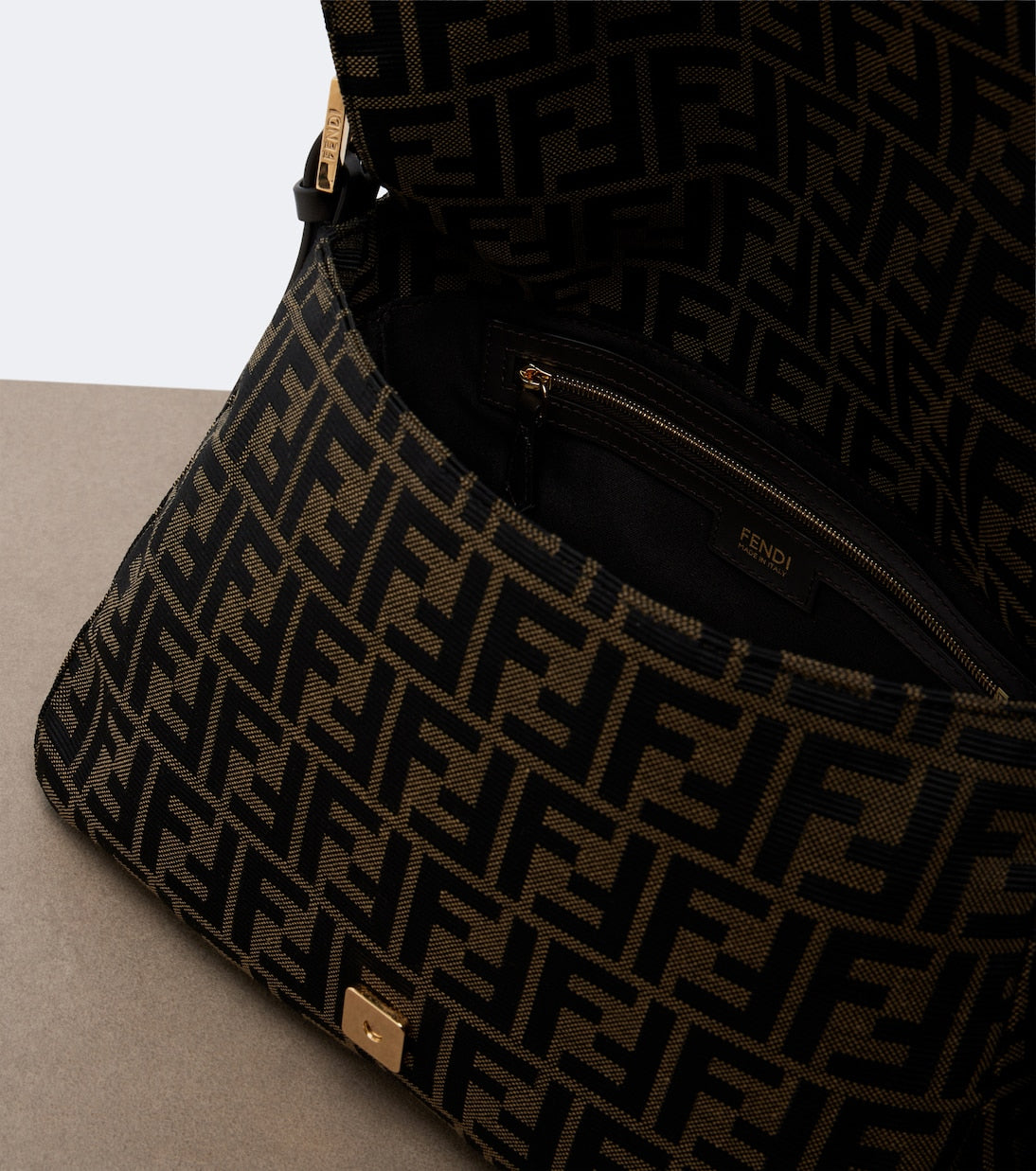 Fendi - Baguette® Flap Medium FF Zucca canvas shoulder bag