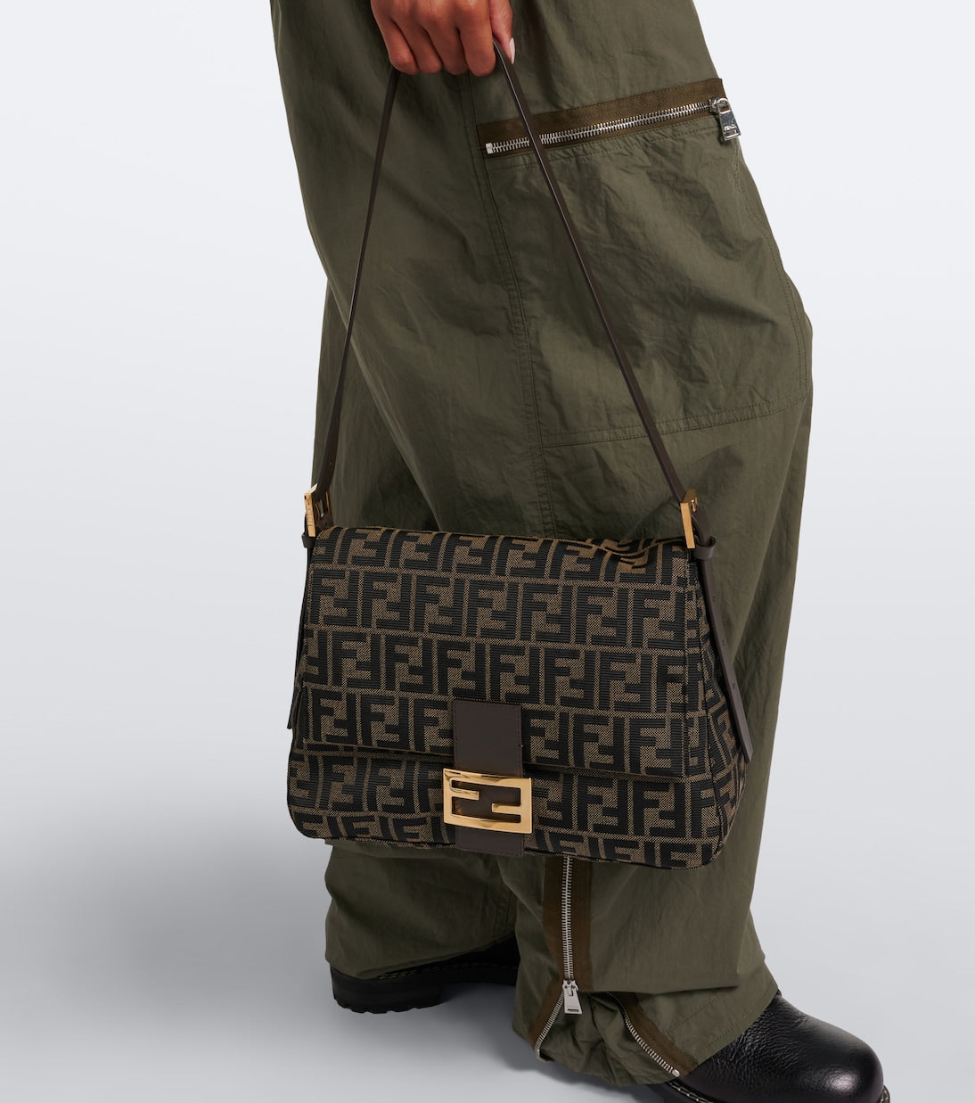 Fendi - Baguette® Flap Medium FF Zucca canvas shoulder bag