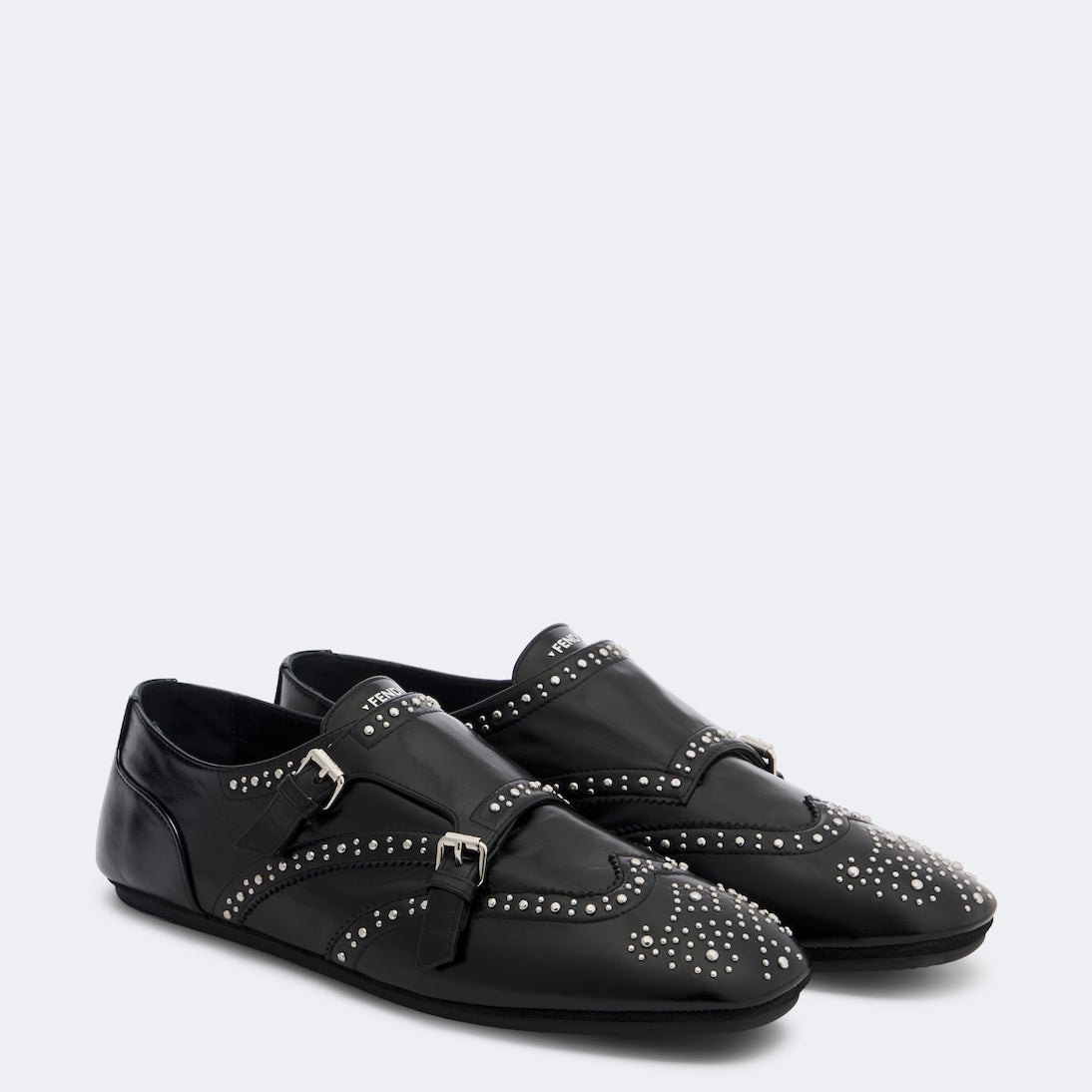 Fendi - Studded leather monk strap shoes