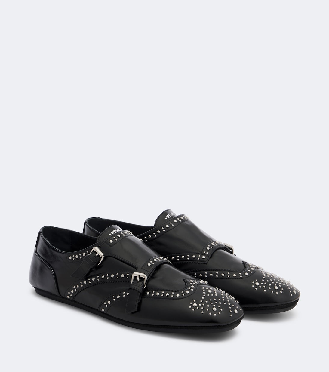 Fendi - Studded leather monk strap shoes