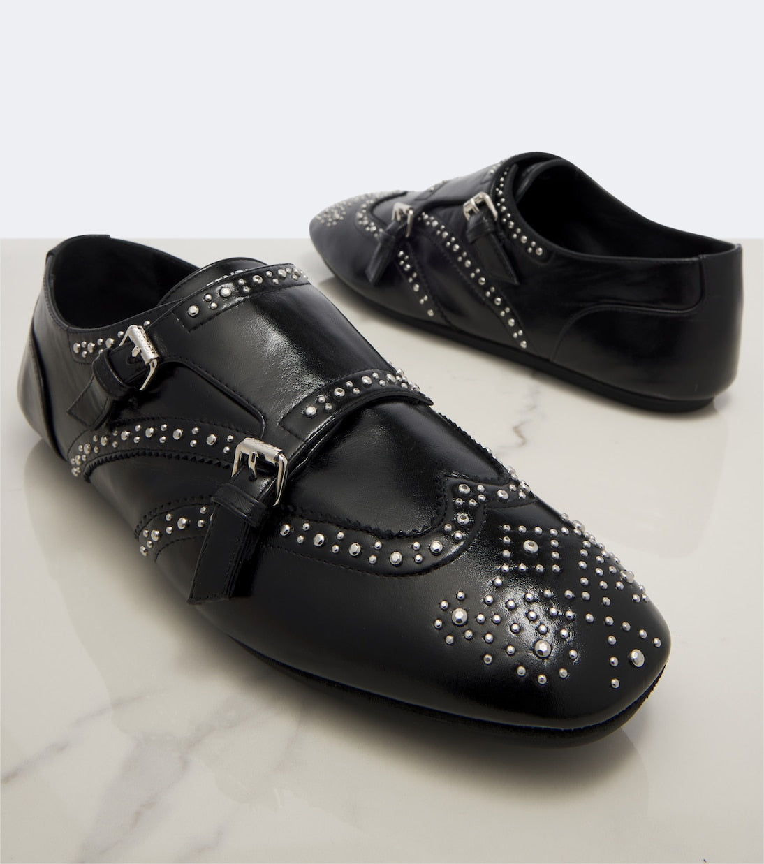 Fendi - Studded leather monk strap shoes