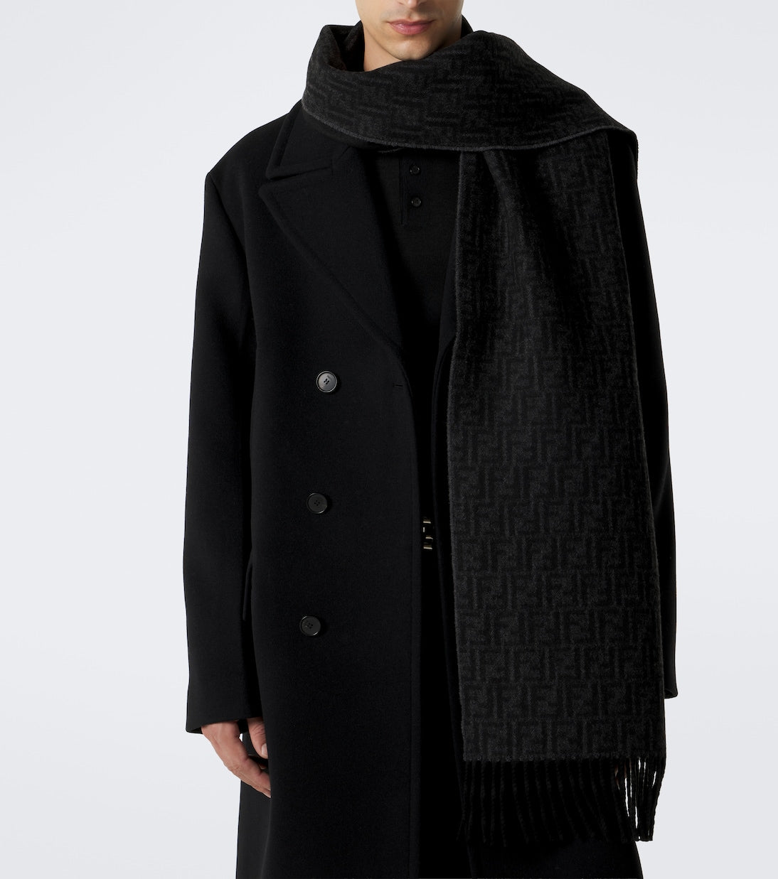 Fendi - Zucca jacquard wool and cashmere scarf