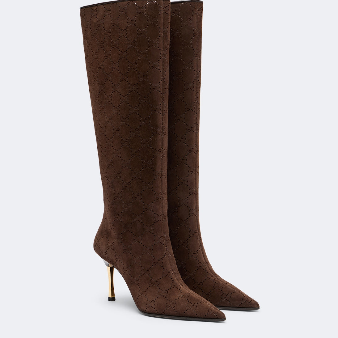 Gucci - Bombshell GG suede knee-high boots